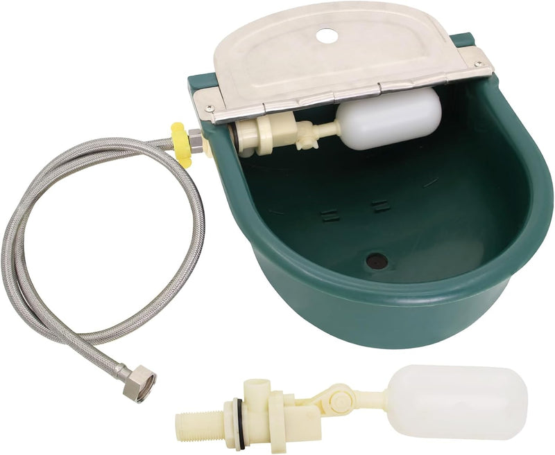 Automatic Water Bowl Plastic Livestock Waterer with Float Valves Stainless Steel Cover Livestock Water Trough Bowl,for C