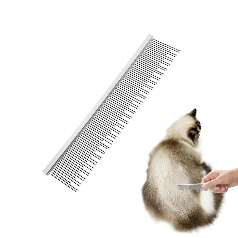 4.6 Inches Stainless Steel Pet Comb for Dogs & Cats, Metal Detangling Grooming Tool for Long & Short Haired Pets, Anti-Static Cat Comb with Rounded Teeth for Matted Fur Removal & Shedding Control