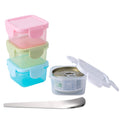 Canned Cat Food Storage Can Container for 3oz Cat Cans,4 Pack Airtight Pet Food Sealer with Snap-Lock Cover Lids and Stainless Steel Spoon for 2.56''/65mm Small Cans