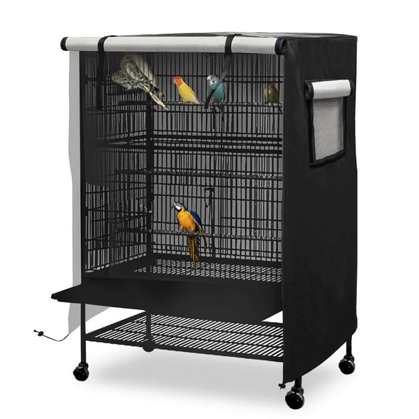 Universal Bird Cage Cover, Dark Colored Drape for Animal Crate, Waterproof & Washable Night Cover for Cages, Distraction and Light Eliminator for Mink, Totoro, Parakeets, Parrot (L - 31”L×22”W×41”H)