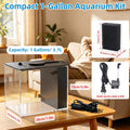 DaToo 1 Gallon Fish Tank Betta Fish Tank Small Nano Aquarium Starter Kit with LED Lighting and Water Filter Pump System