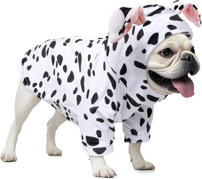DELIFUR Dog Halloween Dalmatian Costume - Adorable Dog Hoodies for Small Medium Pet Cute Animal Clothes Cosplay Sweatshi