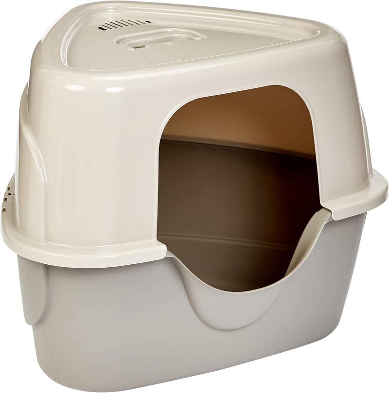 Amazon Basics Cat Litter Box with Lid, No-Mess, Spacious Enclosed Design with Odor Control, Easy Access, Stain Resistant, 26