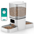 Automatic Cat Feeder for 2 Cats, 6L/25 Cup Large Capacity WiFi Pet Feeder with 2 Stainless Steel Bowls, Dual Power Supply, APP Control, 10s Voice Recorder, Timed Dry Food Dispenser for Multiple Pets