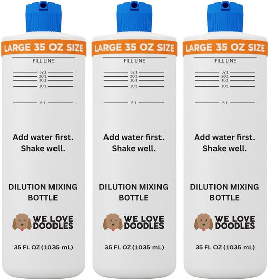 Dilution Bottle for Dog Shampoo, Conditioner & Solutions, 35 oz, 3 Pack