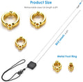 Bird Leash，6.6 Ft, with 13 Different Size Foot Ring （ Gold Color）