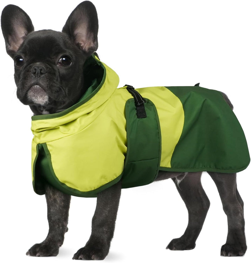 BRKURLEG Dog Raincoat, Waterproof Rain Jacket with Hood, Green, S
