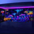 48X18IN Blacklight Mushroom Jellyfish Aquarium Background UV Reactive Background Starry Sky Terrarium Background with 10
