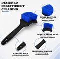 2 Pack Livestock Trough Cleaning Brushes with Protective Gloves, Heavy Duty Plastic Scrub Brush with Non-Slip Handle, Co