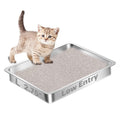 Amibud Low Entry Stainless Steel Cat Litter Box for Senior Cats, Metal Shallow Litter Box, Easy Access Kitty Litter Pan Tray, Pet Bathroom Accessories-17.72''Lx 13.78'' W x2.76'' H