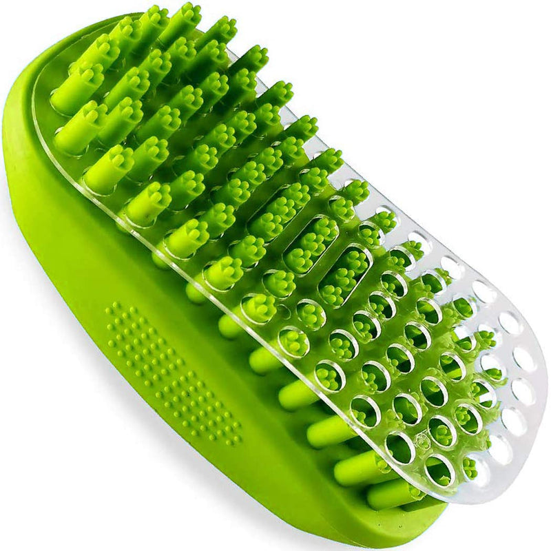 Metopets Rubber Curry Brush for Short Haired Dogs, Soft Curry Comb with Removable Screen, Silicone Pet Brush, Use Wet as Bath Scrubber or Dry for Grooming Loose Hair