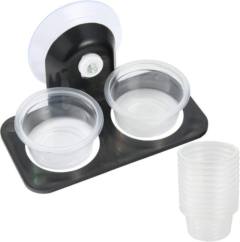 SLSON Gecko Feeder Ledge Acrylic Improved Suction Cup Reptile Feeder with 20 Pack 1 oz Plastic Bowls for Reptiles Food a