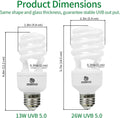 UVB Reptile Light 5.0, 13W Tropical and Sub-Tropical UVA UVB Bulb for Reptiles, Tropical Terrarium Compact Fluorescent L