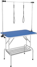 VEVOR 36 x 24 Inch Pet Grooming Table, Foldable, 2 Height Adjustable Arms, No-Sit Haunch Holder with Grooming Loop, 330L