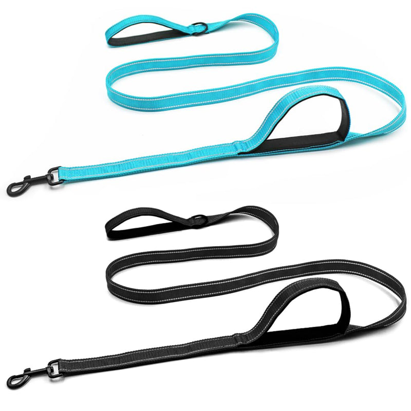 lyfLux 2 Pack Heavy Duty Dog Leashes for Large Dogs - Double Layer Reflective Leash with Dual Handle, 360° Swivel Clip & Soft Padded Handle | 6ft Strong Leash for Medium, Large Dogs