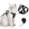 Cat Harness and Leash Set with Holder Compatible with AirTag, Upgraded Escape Proof Adjustable Vest Lead for Large Cat Small Dog Walking, Soft Breathable Mesh Jacket with Reflective Strips, Black, L