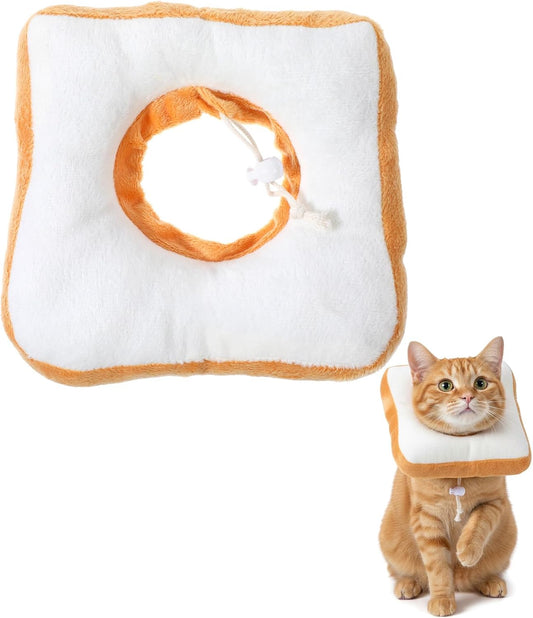 Adjustable Cat Cone Soft Cat Recovery Collar Kitten Cones After Surgery Neutering Toast Pet Neck Strap to Stop Licking L
