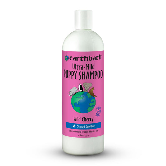 earthbath, Ultra-Mild Wild Cherry Puppy Shampoo - Extra Gentle & Tearless Dog Shampoo, Made in USA, Deodorizing Dog Wash, Cruelty Free Puppy Supplies, Shampoo for Smelly Dogs - 16 Oz (1 Pack)