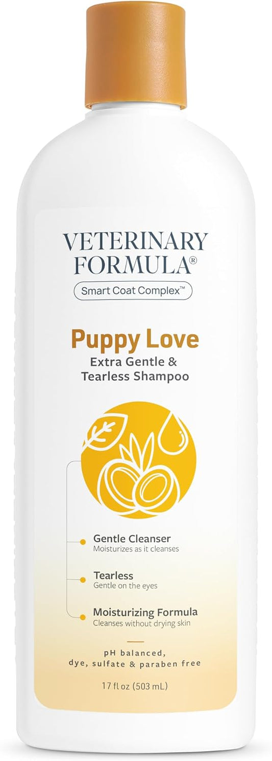 Veterinary Formula Smart Coat Complex Puppy Love Extra Gentle Tearless Shampoo, 17 Fl oz – for Pups Over 6 Weeks – with Fresh Scent, Long-Lasting Clean – Won't Dry Out Delicate Skin