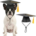 Black Pet Graduation Hats, Animal Graduation Caps with Yellow Tassel, Adjustable Dog and Cats Bachelor Hats for Photo Props Graduations Holiday Party Costume Accessories