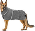 Tuff Pupper Fast Drying Dog Bath Robe | 800 GSM Plush Dog Towel Bathrobe/Dressing Gown | Super Absorbent Pet/Puppy Bathrobe | Adjustable Hood & Belly Strap | Super Soft | Fast Drying (Giant, Gray)