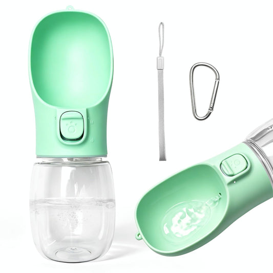 Portable Dog Water Bottle, Leak-Proof Pet Water Dispenser with Water-Saving Reflow, One-Hand Operation & Dishwasher Safe Travel Bottle for Walking, Hiking & Travel, Green
