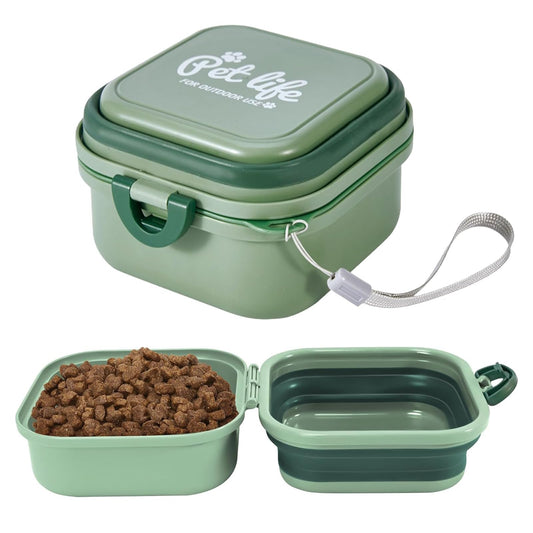 Collapsible Dog Bowls, Travel Food and Water Double Bowl for Cats & Dogs, 2-in-1 Portable BPA-Free Feeding Solution, Perfect for Traveling, Camping & Walking (S/ 60oz)