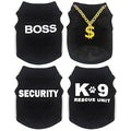 4-Pack Dog Clothes for Small Dogs Black Security Dog Shirt Soft Chihuahua Clothes Cute Male Puppy Clothes Pet Clothing for Small Dog Boy XXS
