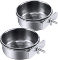 PINVNBY Parrot Feeding Cups Birds Food Dish Stainless Steel Parrot Feeders Water Cage Bowls with Clamp Holder for Cockat