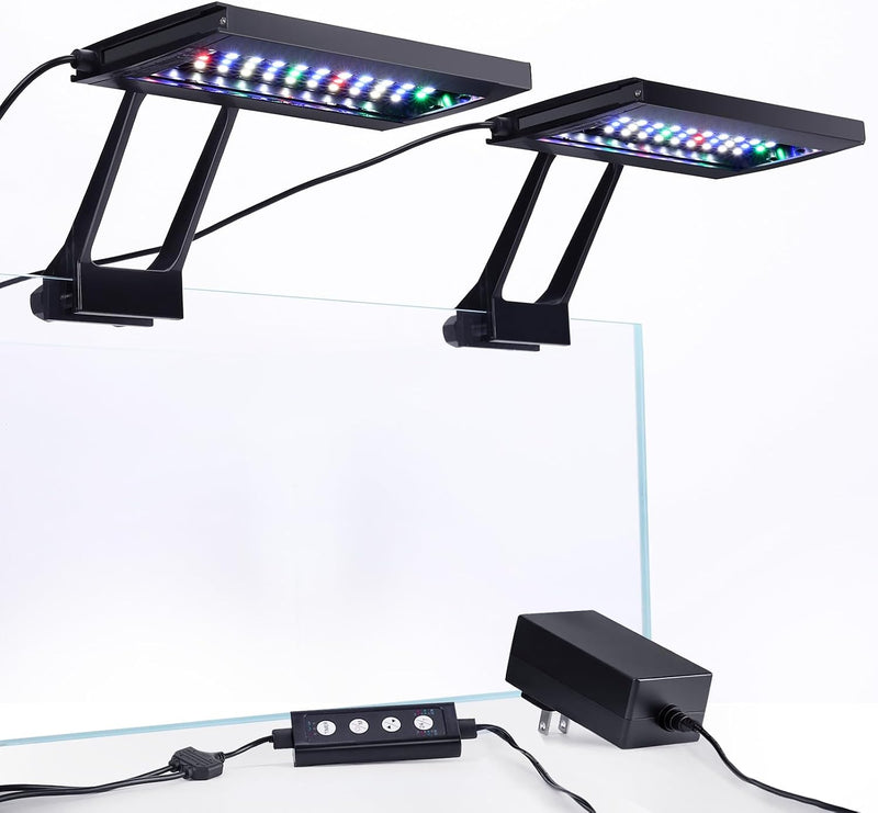 hygger Clip On Aquarium LED Light with Multi-Channel Controller, Fish Tank Light 24/7 Lighting Sunrise-Daylight-Moonligh