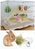 Tfwadmx Rabbit Hay Feeder, Grass Play Hay Ball Chew Toy Stainless Steel Food and Grass Frame Bowls, Small Animals Hay Ma