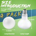 LUCKY HERP 4 Pack 100W Reptile Heat Lamp Bulb (2nd Gen), Amphibian Basking Light Bulb, Reptile Daylight Bulb for Turtle,