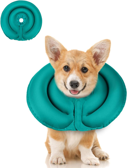 MIDOG Patented Inflatable Dog Cone, Soft Recovery Collar, Blue, S