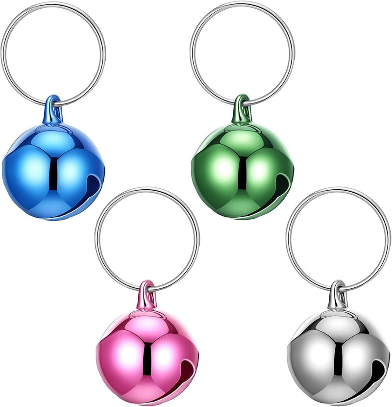 4 Pcs Cat Bells for Collar, Small Pet Bells for Dog Collars Charm Pendant, Anti-Lost Training Accessories (Silver, Green
