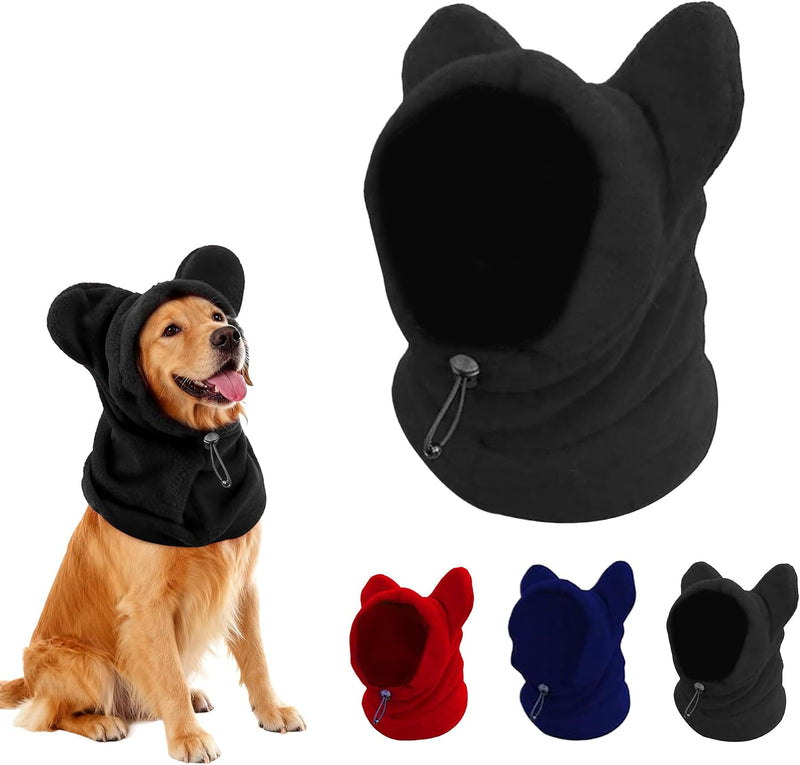 Dog Snood Winter Hood with Ear Protection, Fleece Neck Warmer for Dogs