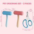 3PCS Bunny Brush Set, Silicone Pet Brush for Grooming, Rabbit Brush For Shedding Grooming, Hair Buster Comb for Small An