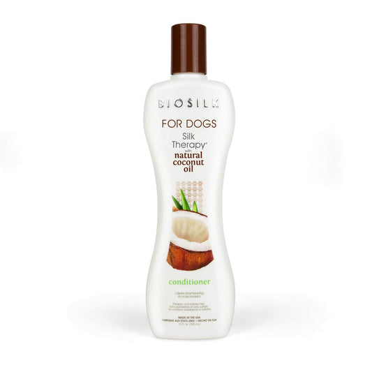BioSilk for Dogs Silk Therapy Conditioner with Natural Coconut Oil | Coconut Oil Dog Conditioner from BioSilk for Dogs | Pet Conditioner for Dogs, 12 Ounces,Beige