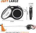 EC.TEAK Retractable Dog Leash 26 FT, Heavy Duty Dog Leash for Dogs up to 110lbs, Strong Nylon Tape No Tangle, One-Handed Brake, Pause, Lock, Perfect for Medium Large Dogs (Black, 26 FT(66-110 LBS))