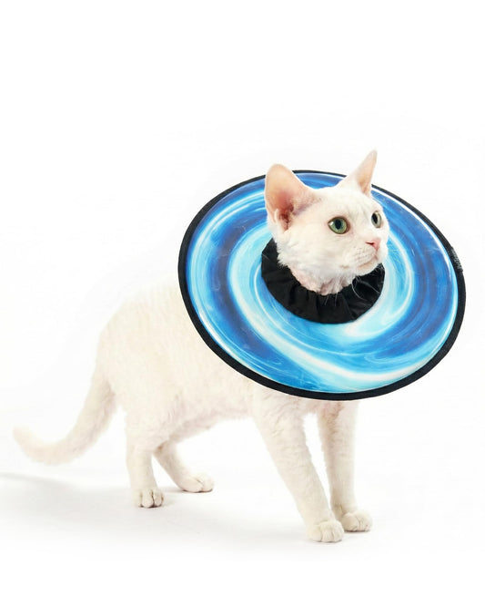 PetThem Soft Cat Cone Collar, Adjustable Cat Recovery Collar, After Surgery Protection, Waterproof & Easy to Clean, Lightweight Elizabethan Collar for Cats and Small Dogs (Astral Depth, M)