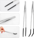 4pcs Reptile Feeding Tongs, Stainless Steel Straight Curved Aquarium Feeder Tweezers Tools with Rubber Tips for Bearded 