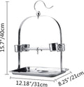 Bird Tabletop Perch Stand Stainless Steel Play Gym Playstand with Cups and Tray for Budgie Parakeet Cockatiel Conure (De