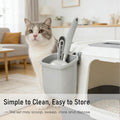 Vitisyao 4-in-1 Cat Litter Scoop with Holder, Cat Litter Box Organizer Cleanup Kit - Sweeper & Dustpan, Aluminum Kitty Litter Scooper and Storage Caddy (Gray)