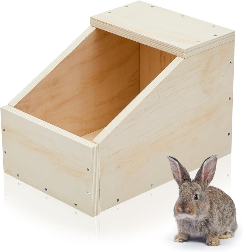 Maxcheck 1 Pack Wooden Rabbit Nesting Box, 16x11x11 Inch Hutch Hideout