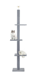 Max & Marlow Cat Tree Floor to Ceiling Cat Tower Height 95-108" Adjustable Kitten Tree Tall Climbing Tree with Carpet Scratching Post and Mat Cat Pole for Indoor Cats,Light Grey