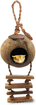 SunGrow Crested Gecko, Snake & Ball Python Coco Hut, Treat & Food Dispenser, Climbing Porch, Hiding, Ideal for Reptiles,