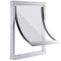 CEESC Dog Door with Soft Transparent Magnetic Flap and Snap-in Closing Panel, Premium PVC Plastic Pet Door for Small Medium Dogs and Puppies(L,White)