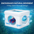 White Floating Betta Hideout with Round Side Holes – 3D Floating Breeding Box & Resting Cave with Window – Feeding Platf