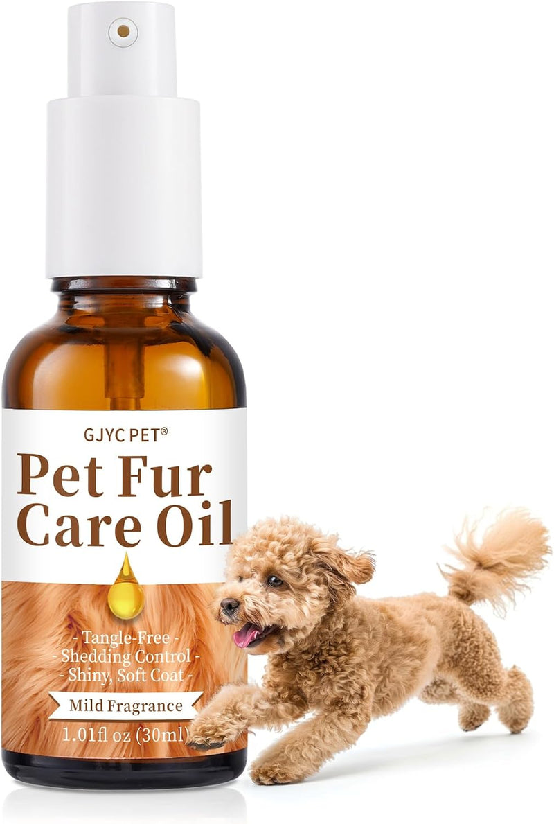 Pet Fur Care Oil - Tangle Remover, Shiny & Silky Coat, Soothing Skin Protection with Collagen and Natural Oils - Leave-i