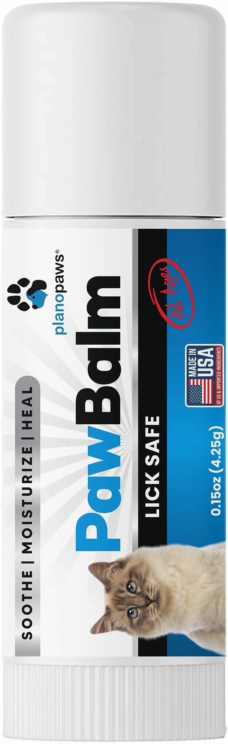Lick Safe Cat Paw Balm - 0.15 Oz Paw Balm for Cats - Natural Paw Butter for Cats - Vet Recommended Cat Paw Protection - Paw Wax for Cats - Fix Dry Cracked Paws - Cat Paw Moisturizer Stick - Cat Stuff