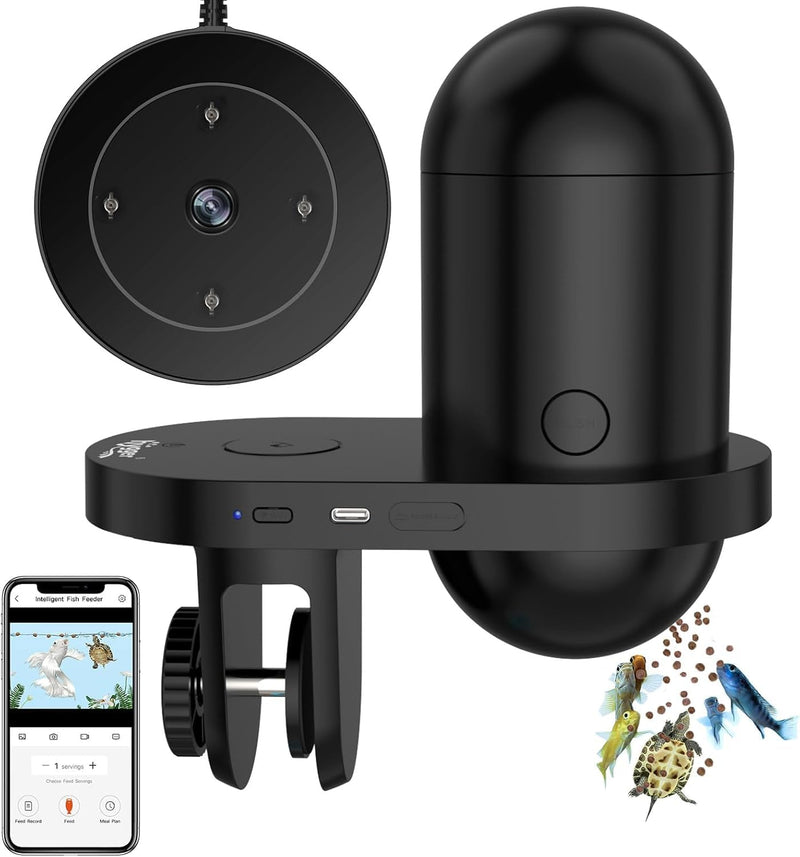 hygger WiFi Automatic Fish Feeder for Aquarium, Smart App Control Auto Fish Food Dispenser with Camera and Timer, Vacati